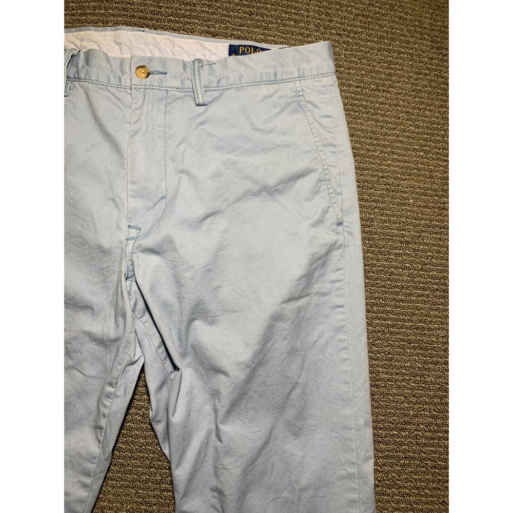 Polo Ralph Lauren Mens Classic Fit Flat Front Chino Blue Pants 34x32 Cotton - Picture 7 of 16